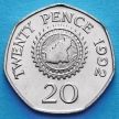 Монета Гернси 20 пенсов 1992 год. Карта острова Гернси.