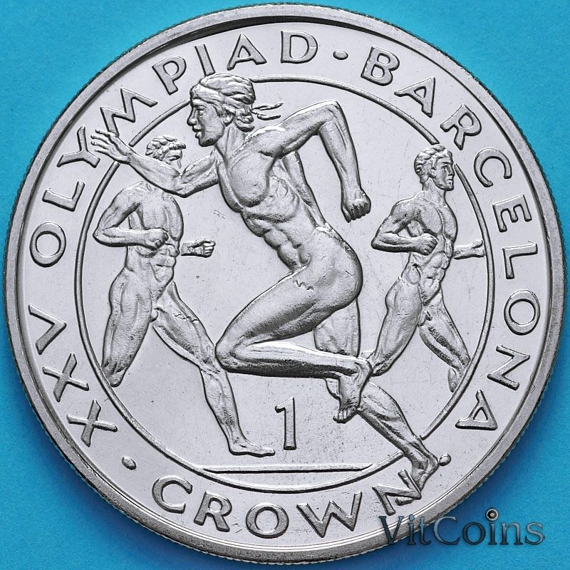 Монета Гибралтар 1 крона 1991 год. Олимпиада. Бег.