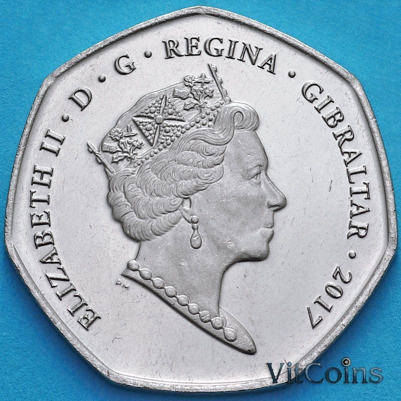 Монета Гибралтар 50 пенсов 2017 год. Референдум