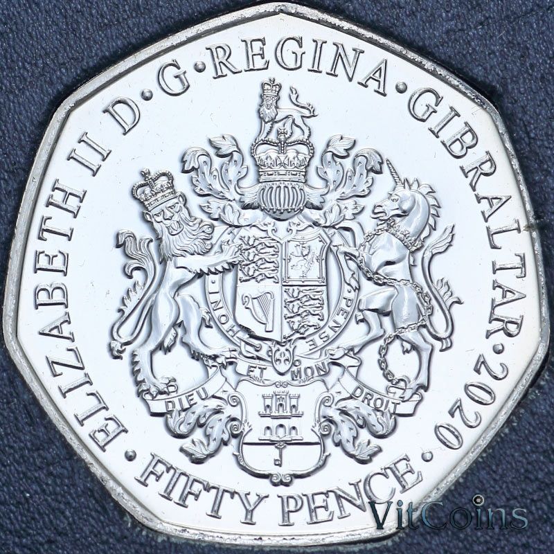 Монета Гибралтар 50 пенсов 2020 год. Борьба с эпидемией Covid-19