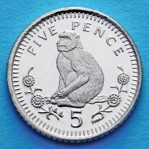 Гибралтар 5 пенсов 2000 год. Берберийская обезьяна.