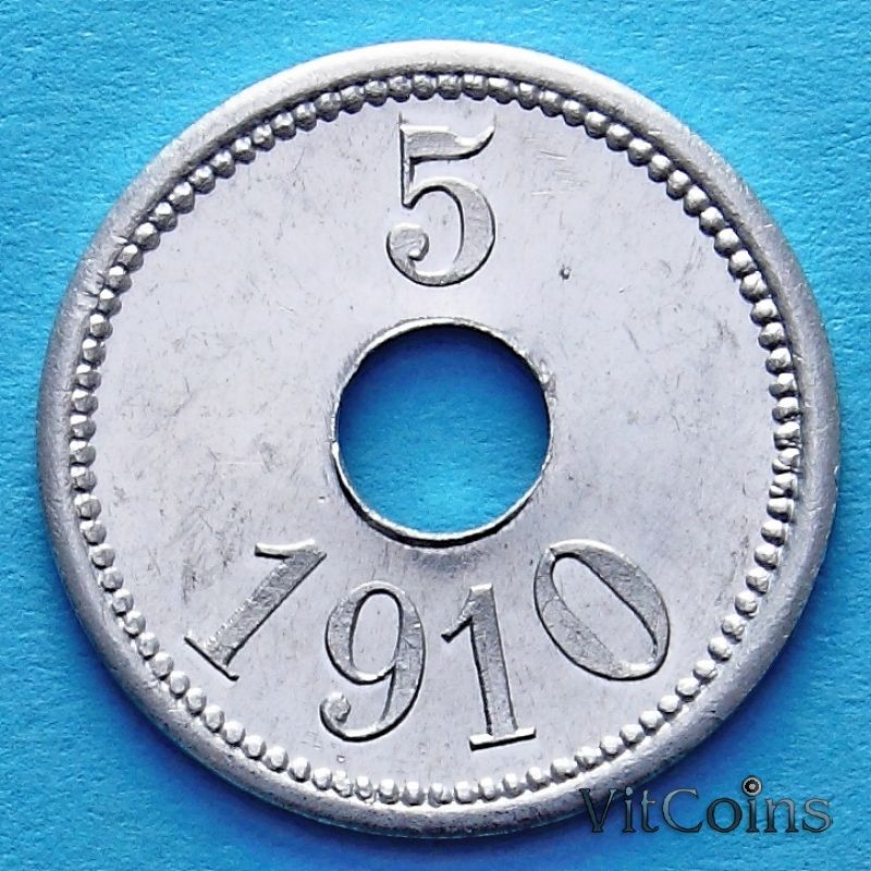 Монета Гренландии 5 эре 1910 год.