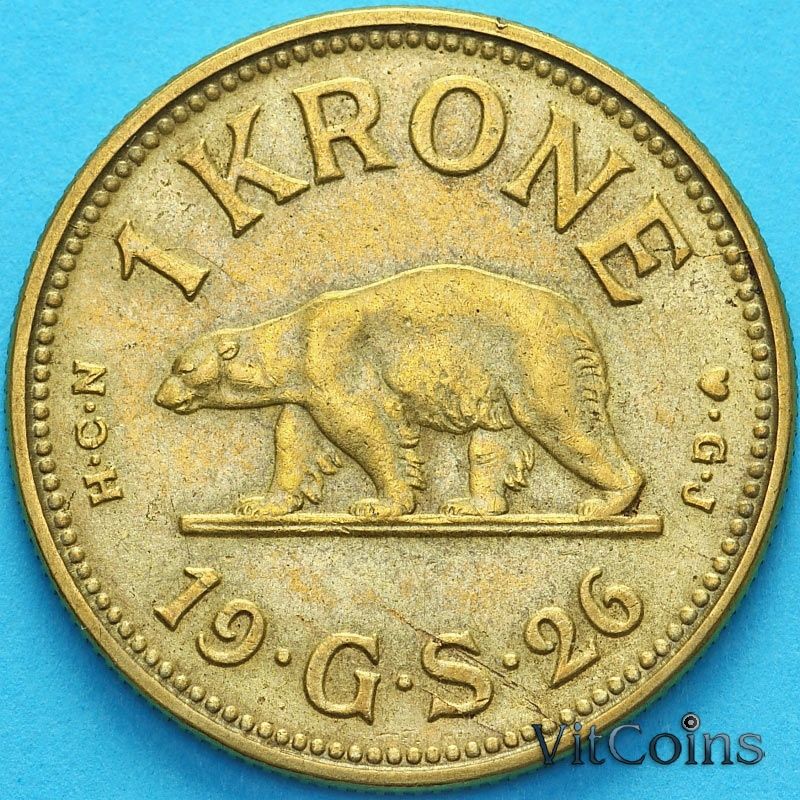 Монета Гренландии 1 крона 1926 год.