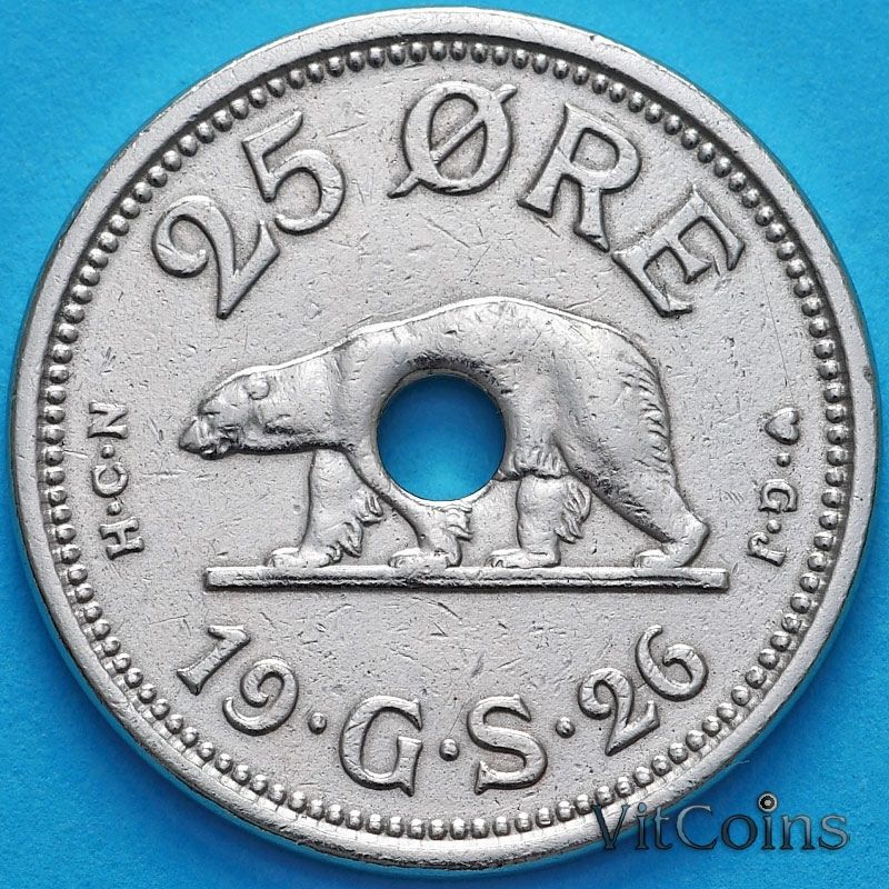 Монета Гренландия 25 эре 1926 год.KM# 6