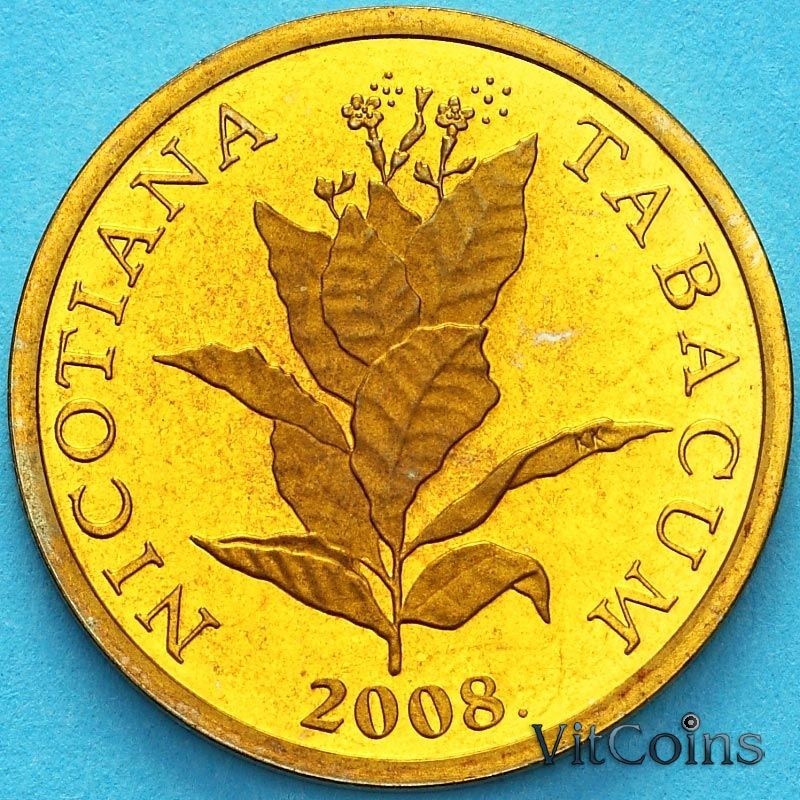 Монета Хорватия 10 лип 2008 год. Надпись на латыни. Пруф