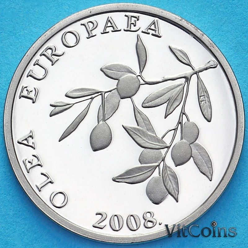 Монета Хорватия 20 лип 2008 год. Надпись на латыни. Пруф