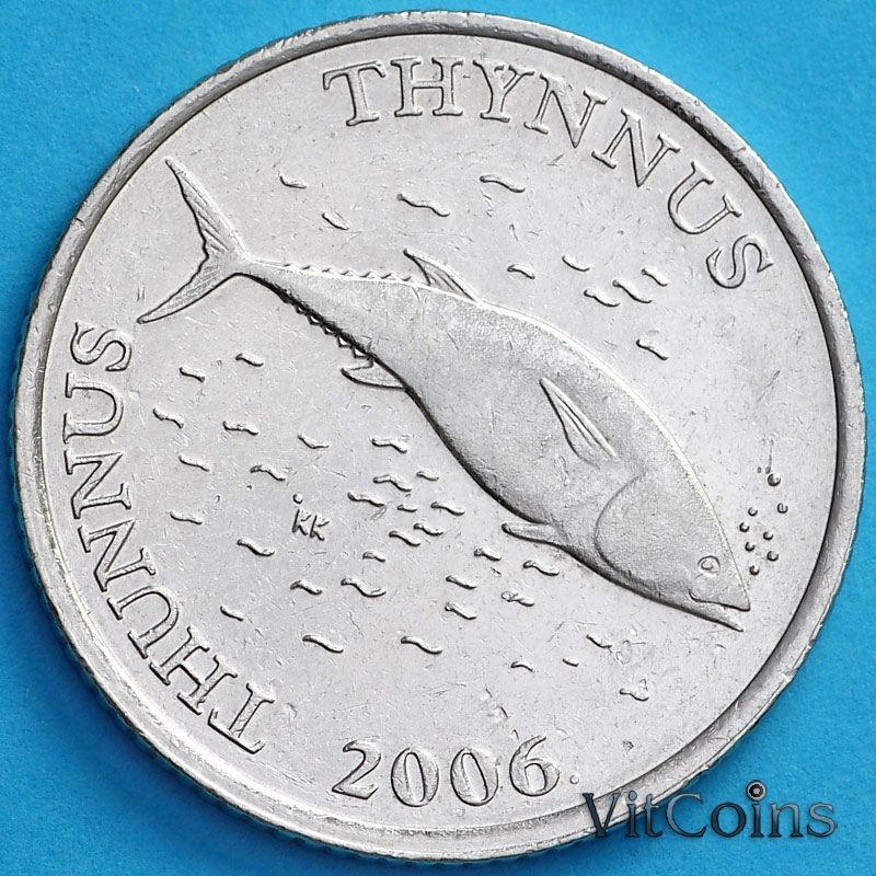 Монета Хорватия 2 куны 2006 год. Надпись на латыни.