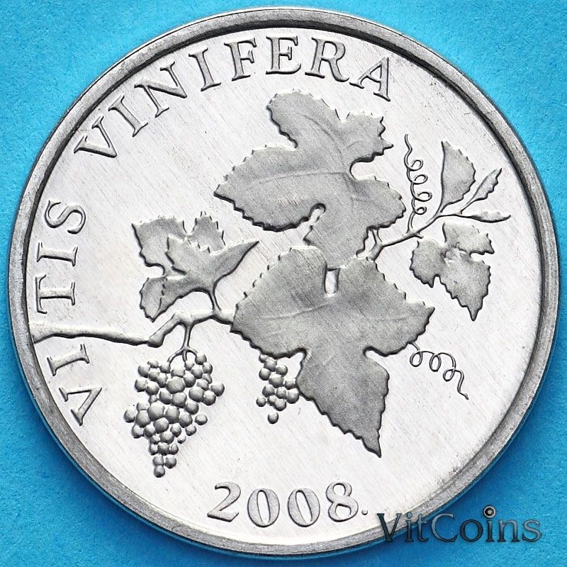 Монета Хорватия 2 липы 2008 год. Надпись на латыни. Пруф