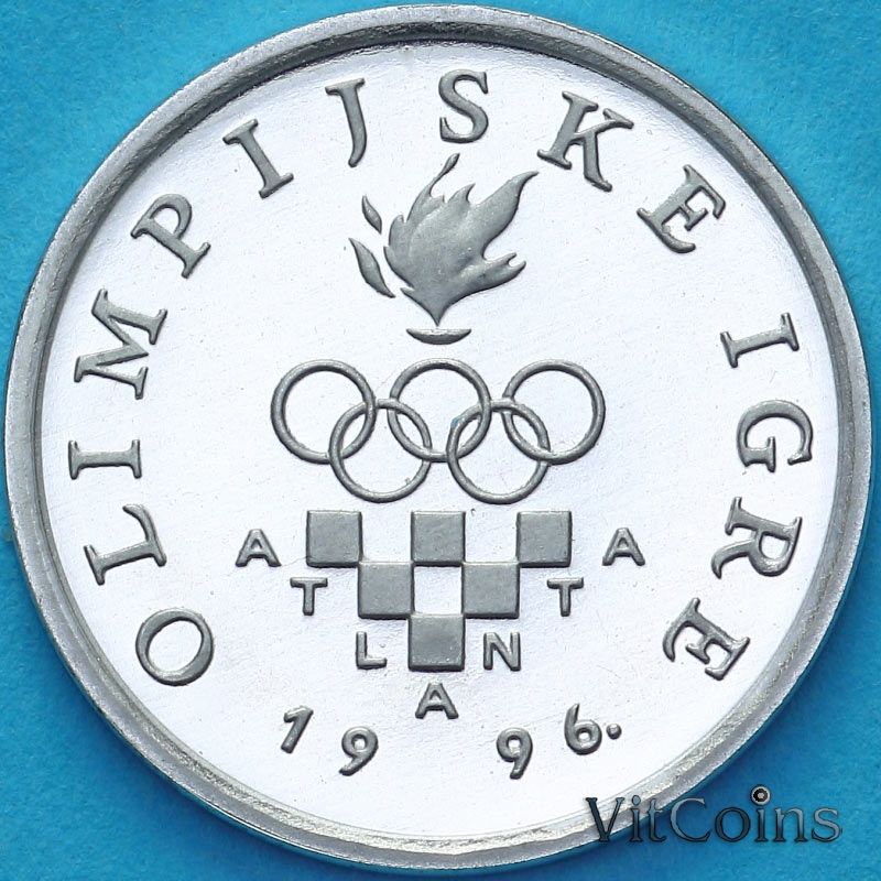 Монета Хорватии 2 липы 1996 год. олимпиада 1996.. Пруф