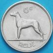 Монета Ирландия 6 пенсов 1967 год. Ирландский волкодав.
