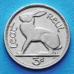 Монета Ирландии 3 пенса 1928 год. Заяц.