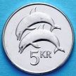 Монета Исландия 5 крон 2008 год. Дельфины