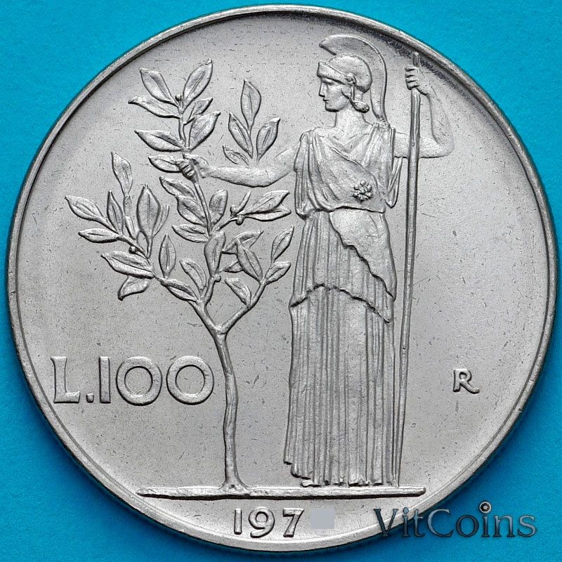 Монета Италия 100 лир 1974 год. BU