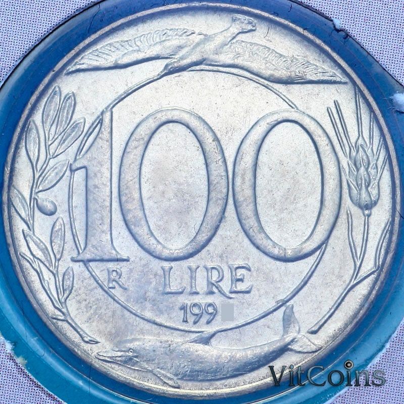 Монета Италия 100 лир 1998 год. BU