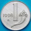 Монета Италия 1 лира 1998 год. Рог изобилия. BU