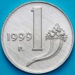 Монета Италия 1 лира 1999 год. Рог изобилия. BU
