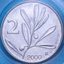 Италия 2 лиры 2000 год. Пчела. BU