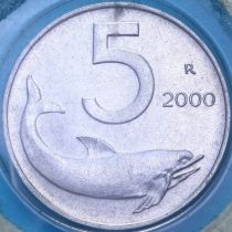 Италия 5 лир 2000 год. BU