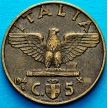 Монета Италия 5 чентезимо 1940 год.