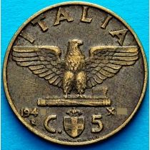 Италия 5 чентезимо 1940 год.