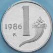 Монета Италия 1 лира 1986 год. Рог изобилия. Пруф.