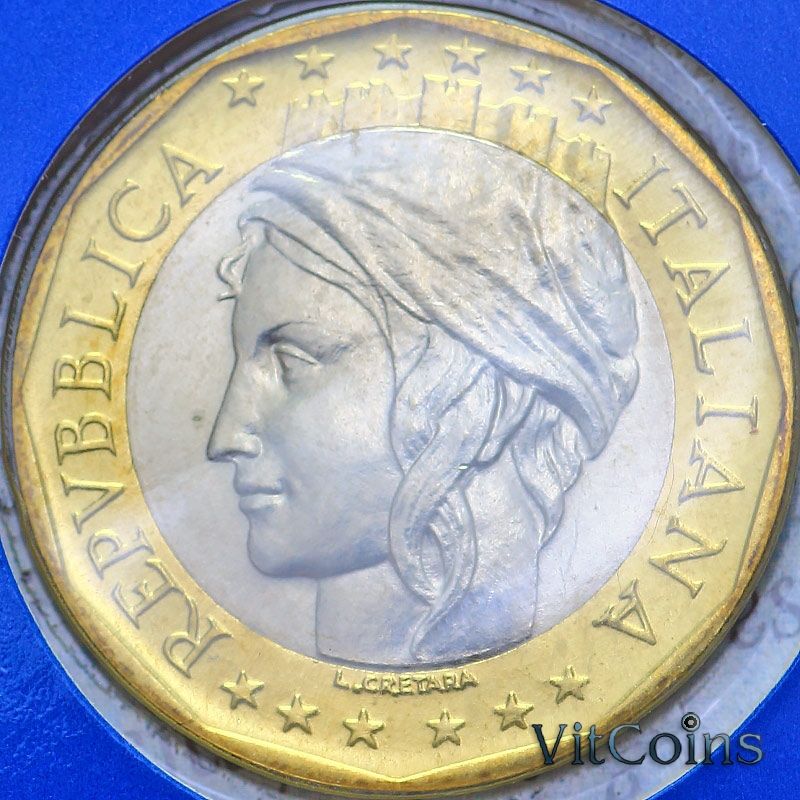 Монета Италия 1000 лир 1998 год. Европейский союз. BU Монета Италия 1000 лир 1998 год. Европейский союз. BU