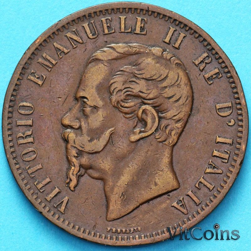 Монета Италия 10 чентезимо 1866 год. Т. №2