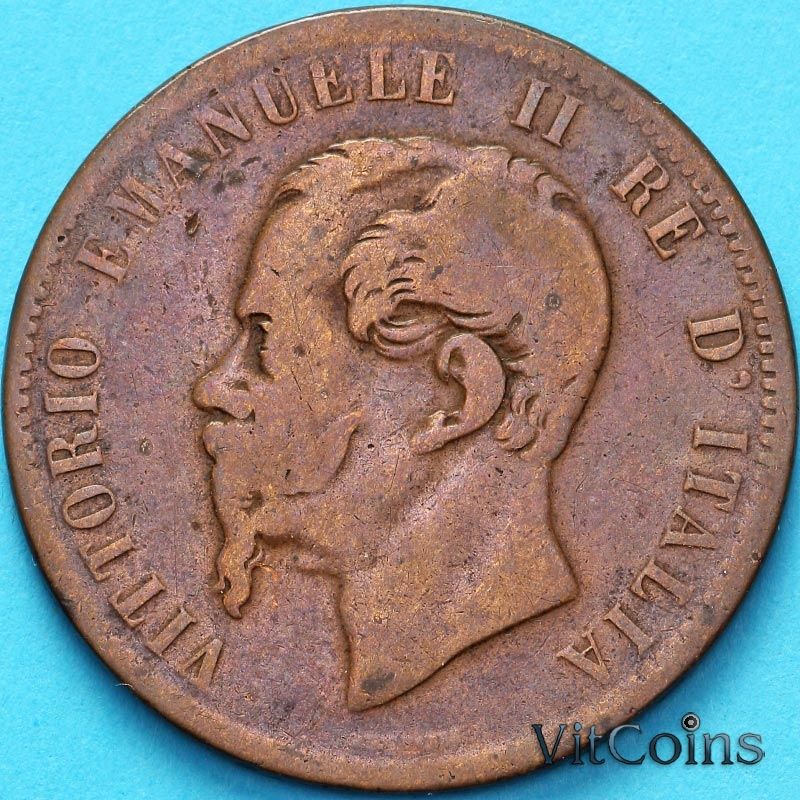 Монета Италия 10 чентезимо 1866 год. Т. №1