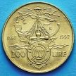 Монета Италии 200 лир 1997 год. 100 лет Итальянской морской лиги.