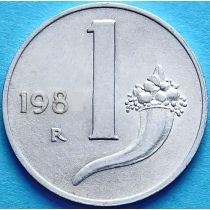 Италия 1 лира 1982 год. Рог изобилия