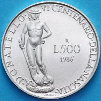 Италия 500 лир 1986 год. Донателло. Серебро.