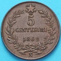 Италия 5 чентезимо 1862 год. N