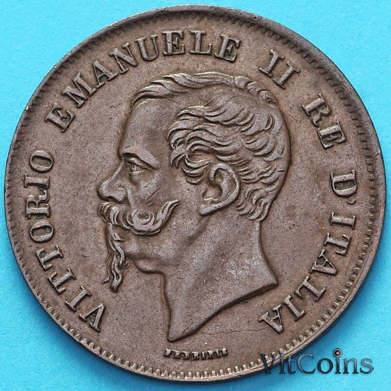 Монета Италия 5 чентезимо 1862 год. N