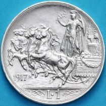 Италия 1 лира 1917 год. Серебро.