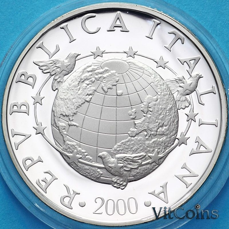Монета Италия 10000 лир 2000 год. Миллениум. Небо. Пруф