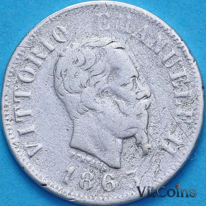 Монета Италия 50 чентезимо 1863 год. NBN