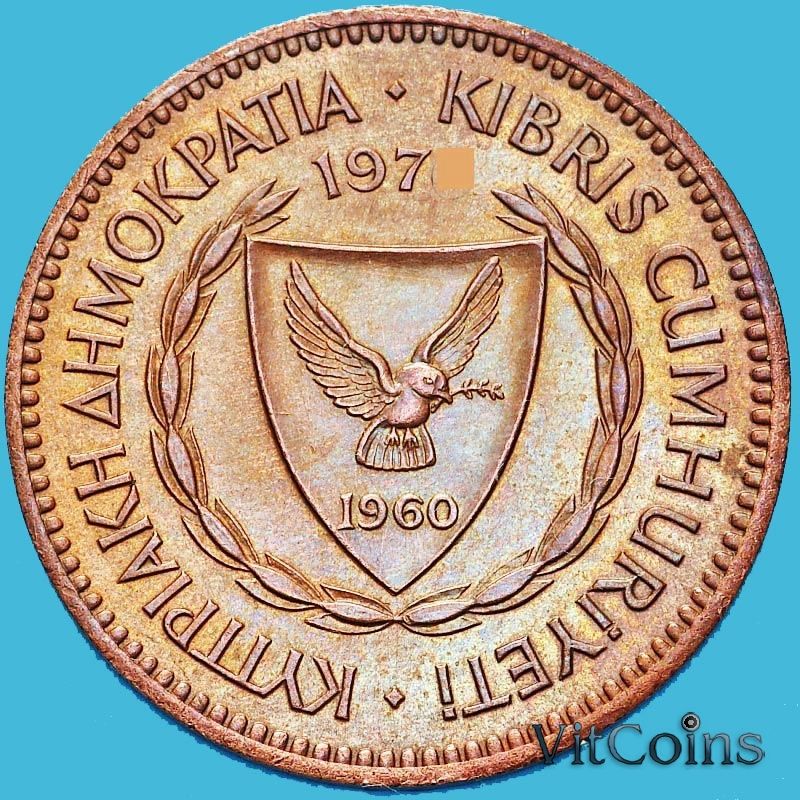 Монета Кипр 5 милс 1978 год.