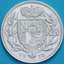Лихтенштейн 1 крона 1910 год. Серебро.