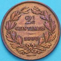 Люксембург 2 1/2 сантима 1908 год. 