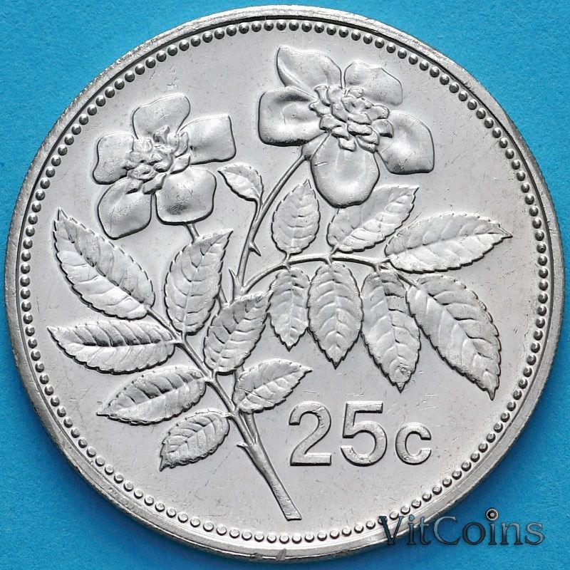 Монета Мальта 25 центов 2005 год.