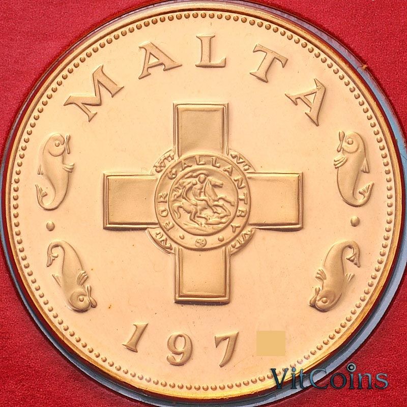 Монета Мальта 1 цент 1972 год. Пруф