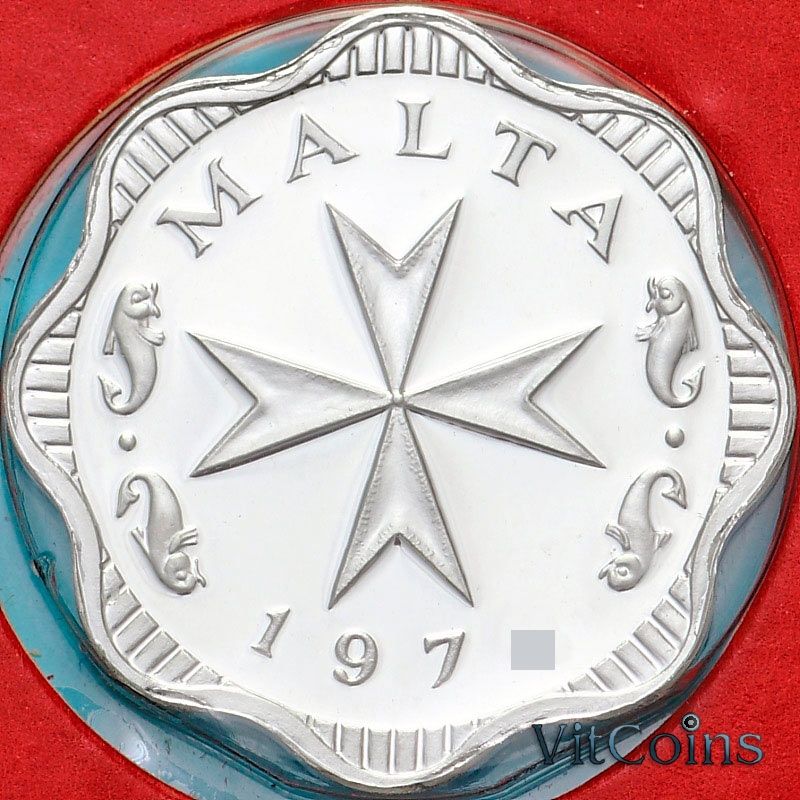 Монета Мальта 2 милса 1972 год. Пруф.