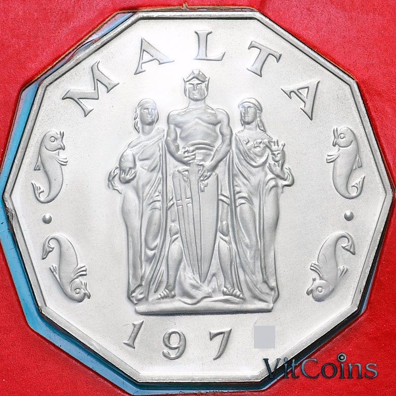 Монета Мальта 50 центов 1972 год. Пруф