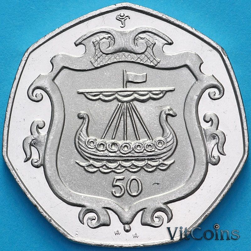 Монета Остров Мэн 50 пенсов 1985 год. АА
