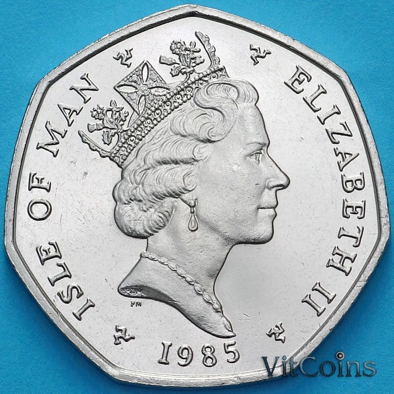 Монета Остров Мэн 50 пенсов 1985 год. АА Монета Остров Мэн 50 пенсов 1985 год. АА