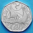 Монета Острова Мэн 20 пенсов 2018 год. Парусное судно викингов.