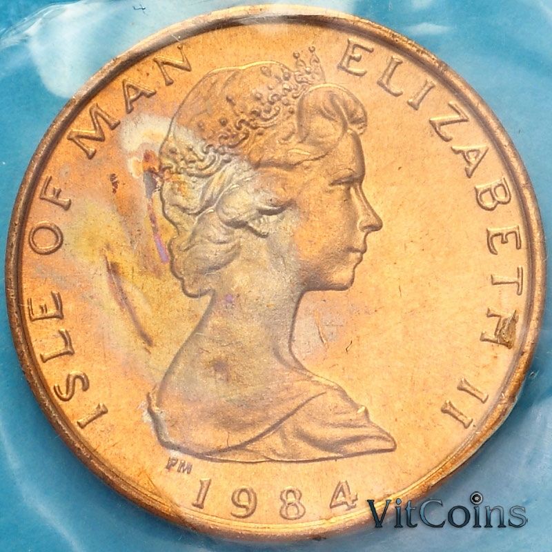 Монета Остров Мэн 1/2 пенни 1984 год. 500 лет Геральдической палате. №1