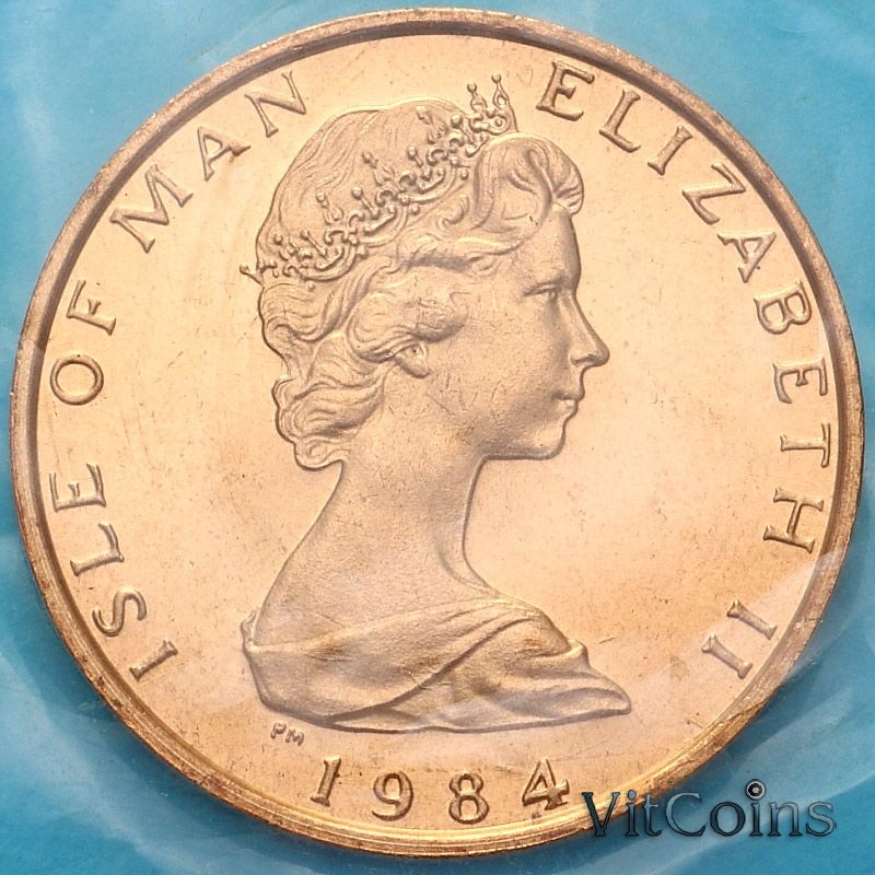 Монета Остров Мэн 1 пенни 1984 год. 500 лет Геральдической палате. АА