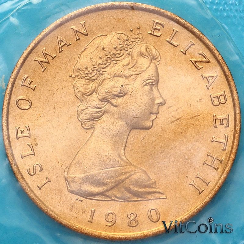 Монета Остров Мэн 2 пенса 1980 год. АА UNC
