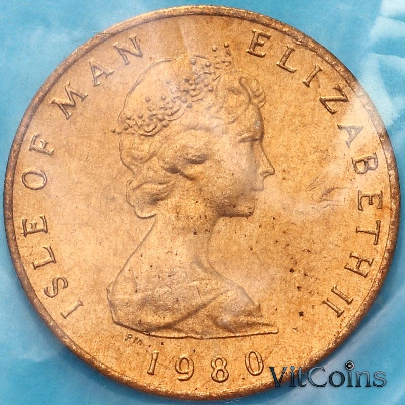 Монета Остров Мэн 1/2 пенни 1980 год. АА Монета Остров Мэн 1/2 пенни 1980 год. АА